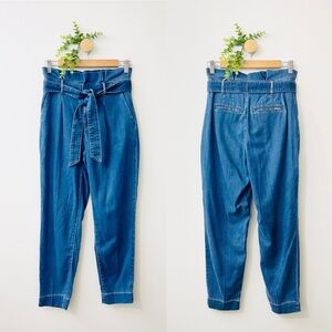 White House Black Market Tencel Blue Denim Paper Bag Pants